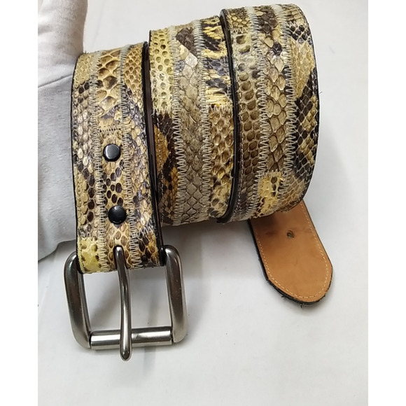 Tony Lama Multicolor Leather Silvertone Buckle Men Belt -Made in USA - Size 34 - Picture 4 of 16